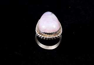 Navajo Pink Moonstone & Sterling Silver Ring