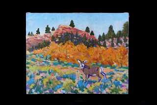 Original Oil on Canvas Mule Deer Tom Waugh 1984