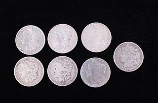 Collection of Seven Morgan Silver Dollar Coins