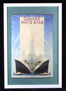 Cunard White Star Framed Advertising Banner