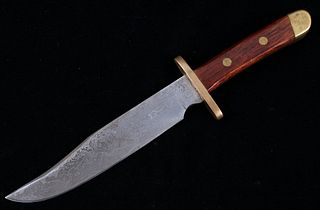 Damascus Steel Signed Clip Point Bowie Knife