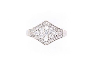 Diamond Art Deco 18k White Gold Ring