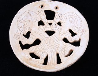 Mayan Hand Carved Figural Shell Gorget