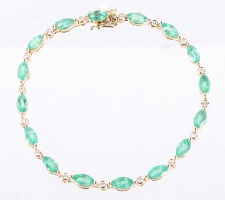 Natural Emerald (5.62ct) & Diamond 14K Bracelet