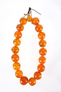 Buddhist Monk Amber Scrimshaw Prayer Beads