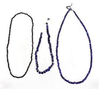 Russian Cobalt & Garnet Glass Trade Bead Necklaces