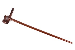 Hand Carved Bison Head Ironwood Walking Cane