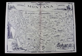 Montana Pictorial Map State Highway Dept 1937