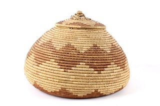 African Ivory Coast Hand Woven Papyrus Basket