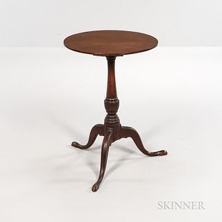 Cherry Candlestand, probably Connecticut, late 18th century, the circular top with chamfered underside, on a boldly turned support and