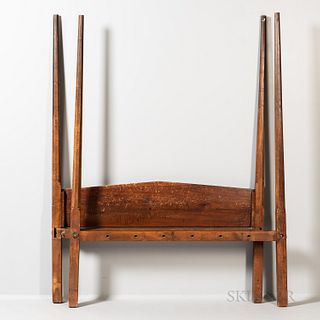 Maple Pencil-post Tester Bed, New England, c. 1790-1810, the octagonal tapering posts continuing to square legs, with peaked headboard