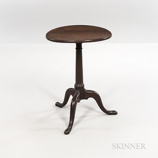 Queen Anne Walnut Candlestand, possibly Middle Atlantic States, late 18th century, the circular top on a turned support and tripod base