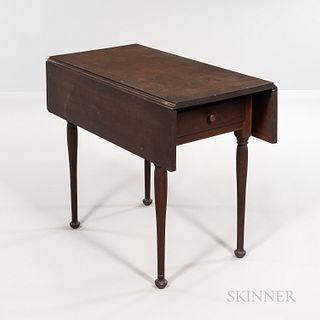 Small Cherry Table, possibly Connecticut, late 18th/early 19th century, the top with drop-leaves on a straight apron with drawer joinin
