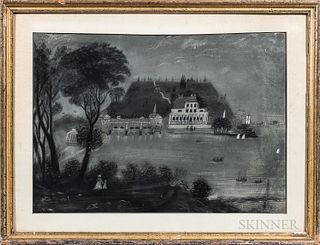 American School, 19th Century, Philadelphia Waterworks, Unsigned., Condition: Minor moisture staining to right edge., Charcoal and chal
