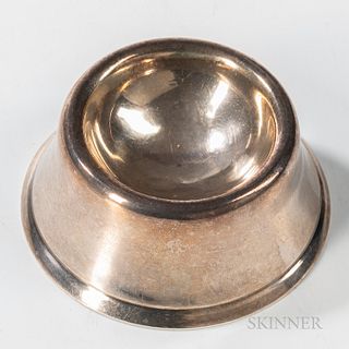 Coin Silver Salt Cellar, possibly Adrian Banker, New York, mid-18th century, round body with flaring base and deep well, ht. 1 1/4, dia