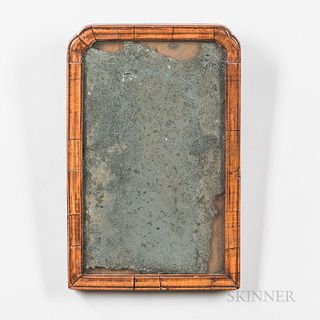 Small Walnut Mirror, probably England, mid-18th century, the rectangular molded frame with rounded crest, ht. 14 1/4, wd. 9 1/4 in.
