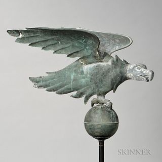 Cast Zinc and Molded Sheet Copper Eagle Weathervane, attributed to A.L. Jewell & Co., Waltham, Massachusetts, c. 1852-67, the flattened