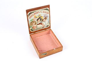 19th C. Compliments of the Season Cigar Box