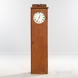 Shaker Pine Hanging Clock Case, attributed to Harvard, Massachusetts, c. 1830, refinished, replaced battery movement, replaced dial, ht