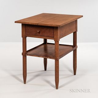 Shaker Cherry Stand with Single Drawer and Shelf, Union Village, Ohio, c. 1830, (restored), ht. 28 3/4, wd. 21 1/2, dp. 28 in. Provenan
