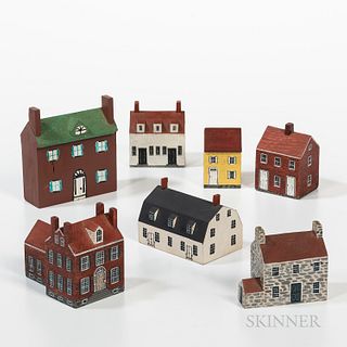 Seven Small Shaker Building Models, late 20th century, including one by John Kassay, one by "The Illinois Sisters" Elaine and Judy, and