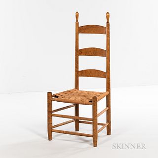 Reproduction Shaker Figured Maple Side Chair, Timothy Rieman, 20th century, ht. 33 1/2, seat ht. 11 3/4 in. Provenance: The Shaker Coll