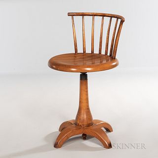 Reproduction Shaker Revolving Chair, Timothy Rieman, 1982, branded "TDR 7/81," ht. 28 1/4, seat ht. 17 1/2 in. Provenance: The Shaker C