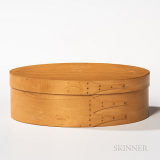Reproduction Shaker Covered Oval Box, John Kassay, 1982, signed on bottom "Shaker Collecting," May 21-23, 1982, Pleasant Hill, Kentucky