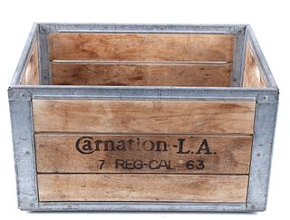 Carnation L.A. Wooden & Metal Dairy Supply Crate
