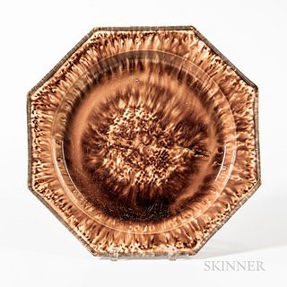 Staffordshire Brown Tortoiseshell-glazed Serving Plate, England, third quarter 18th century, octagonal form with reeded rim, wd. 15 1/8