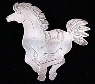 Navajo Sterling Silver Galloping Horse Pin