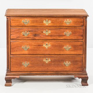 Chippendale Mahogany Chest of Drawers, Pennsylvania, c. 1760-80, the molded top and case of thumb-molded drawers flanked by reeded quar