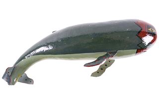 Hand Painted Carved Folk Whale Rattle Figure