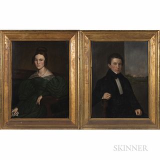 Attributed to Samuel Lovett Waldo (New York, 1783-1861) and William Smith Jewett (1821-1873), Portraits of Mr. Ezra (1809-1901) and Mrs