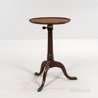 Chippendale Mahogany Dish-top Candlestand, Newport, Rhode Island, late 18th century, the adjustable top on a columnar pedestal and trip