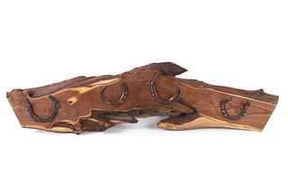 Rustic Western Wood Horse Shoe Coat Rack