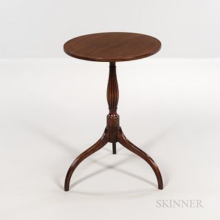 Federal Inlaid Mahogany Candlestand, possibly New York, c. 1810-15, the circular top outlined in stringing, on a vase- and ring-turned