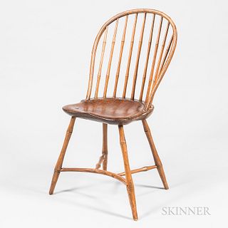 Windsor Bamboo-turned Bow-back Side Chair, probably Boston, Massachusetts, area, c. 1790-1810, the chair with a yoke stretcher and bamb