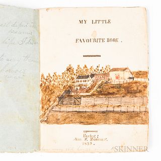 Small Booklet My Little Favourite Book., Ann S. Skinner, Exeter, New Hampshire, the frontispiece illustrated with an image of a farm, p