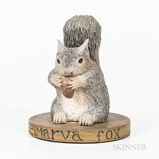 Carved and Painted Figure of a Delmarva Fox Squirrel, probably Frank Finney, Virginia, late 20th century, with carved and realistically