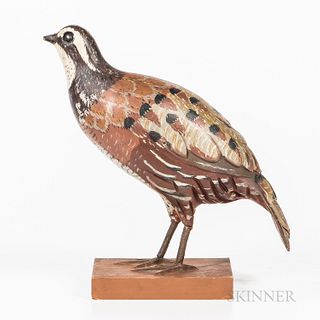 Carved and Painted Figure of a Bobwhite, Frank Finney, Virginia, late 20th century, with carved detail and realistically painted plumag