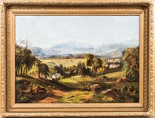 American School, 19th Century, View of Mount Washington, Signed "Bennett" l.r., Condition: Relined, inpainting mostly to sky., Oil on c