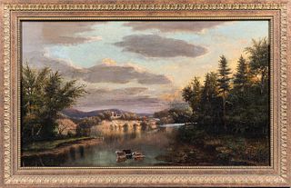 American School, Late 19th Century, Connecticut River View, Brattleboro, Vermont, Signed and dated indistinctly l.l., Condition: Lined,