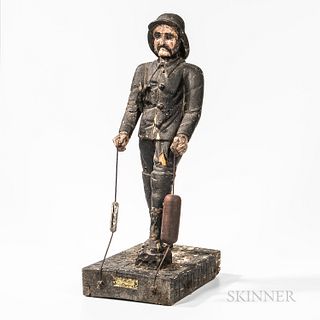 Carved and Painted "Fisherman" Trade Figure, Theodore Crongeyer, Detroit, Michigan, late 19th/early 20th century, the realistically car