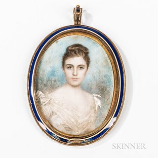Charles Terrell (American, 1845-1932), Portrait Miniature of a Young Woman, Signed with initials and dated "CT/1888" r.c., Condition: F