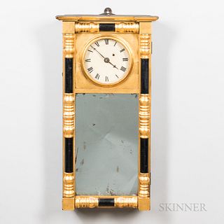 Gilt-gesso and Black-painted Mirror Timepiece, Curtis & Dunning, Burlington, Vermont, early 19th century, the split-baluster door showi