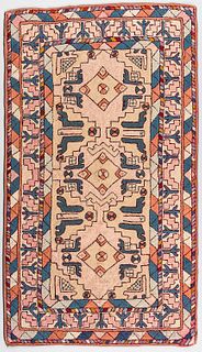 Hooked Rug with Caucasian Design, America, c. 1910, 6 ft. 8 in. x 3 ft. 10 in.