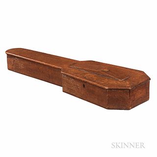 American Oak Coffin Violin Case, c. 1850, approximate length of back 370 mm, ht. 4 1/2, wd. 32, dp. 9 3/4 in.Provenance: The collection
