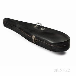 Novel Shaped Half Size Violin Case, the carved and flocked interior, approximate length of back 320 mm, ht. 5, wd. 30 3/8, dp. 7 3/4 in