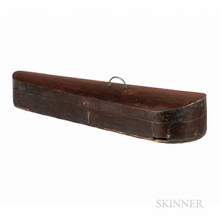 Mahogany Dart Three-quarter Size Violin Case, approximate length of back 340 mm, ht. 5 1/4, wd. 31 1/2, dp. 9 1/2 in.Provenance: The co